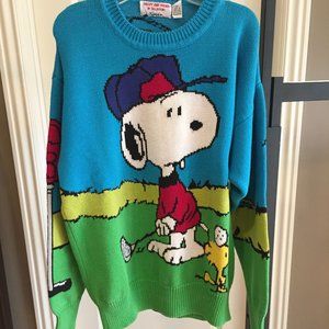 Snoopy and Friends by Bill Ditfort Schulz 100% Cotton Sweater Size M